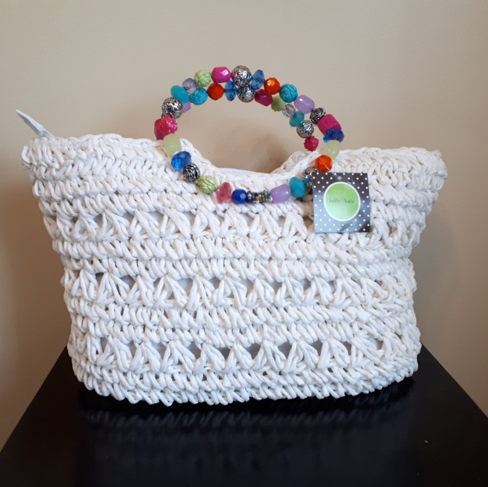 Kelly & Katie crochet macrame straw bag like Cappelli Straworld NWOT